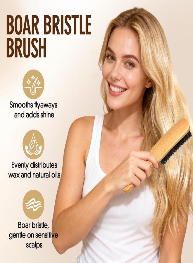 Goiple Boar Bristle Slick Back Hair Brush for Smooth Flyaways, Frizz, Sleek Ponytail, Buns and Edge Baby Hair, Teasing | Hair Comb, Edge Brush, Teasing Brush Styling Accessories for Girls, Kids, Women & Men - Image 3